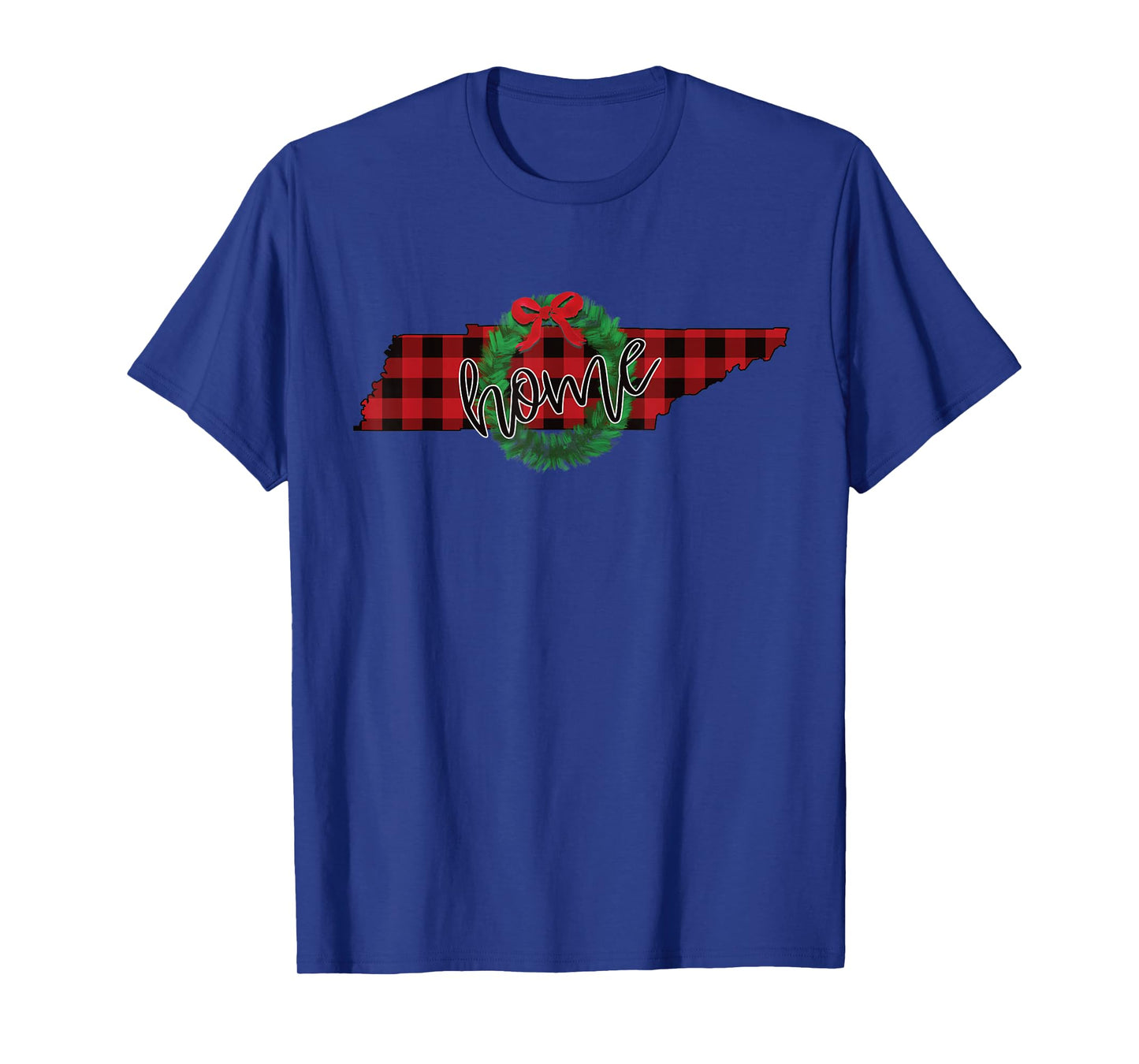 Tennessee Buffalo Plaid Christmas Home Wreath Retro T-Shirt