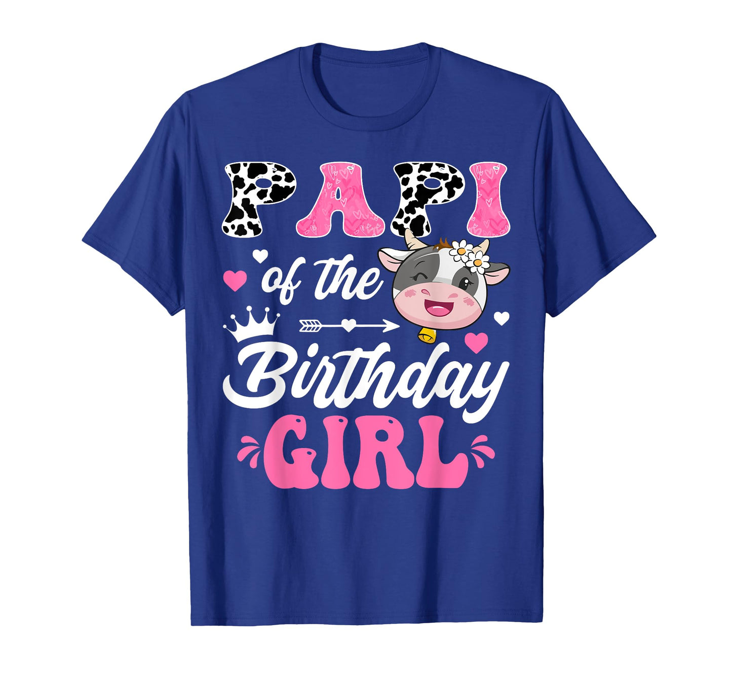 Papi Of The Birthday Girl Cute Cow Farm 1St Birthday T-Shirt