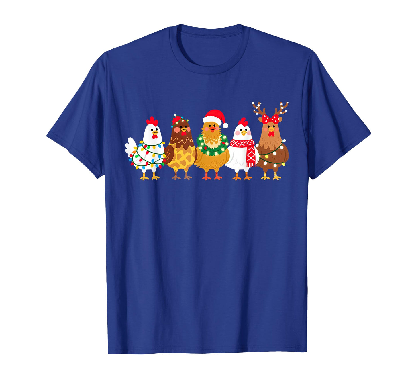 Chicken Christmas Lights Farm-Girl Animal Lover Rooster Hen T-Shirt