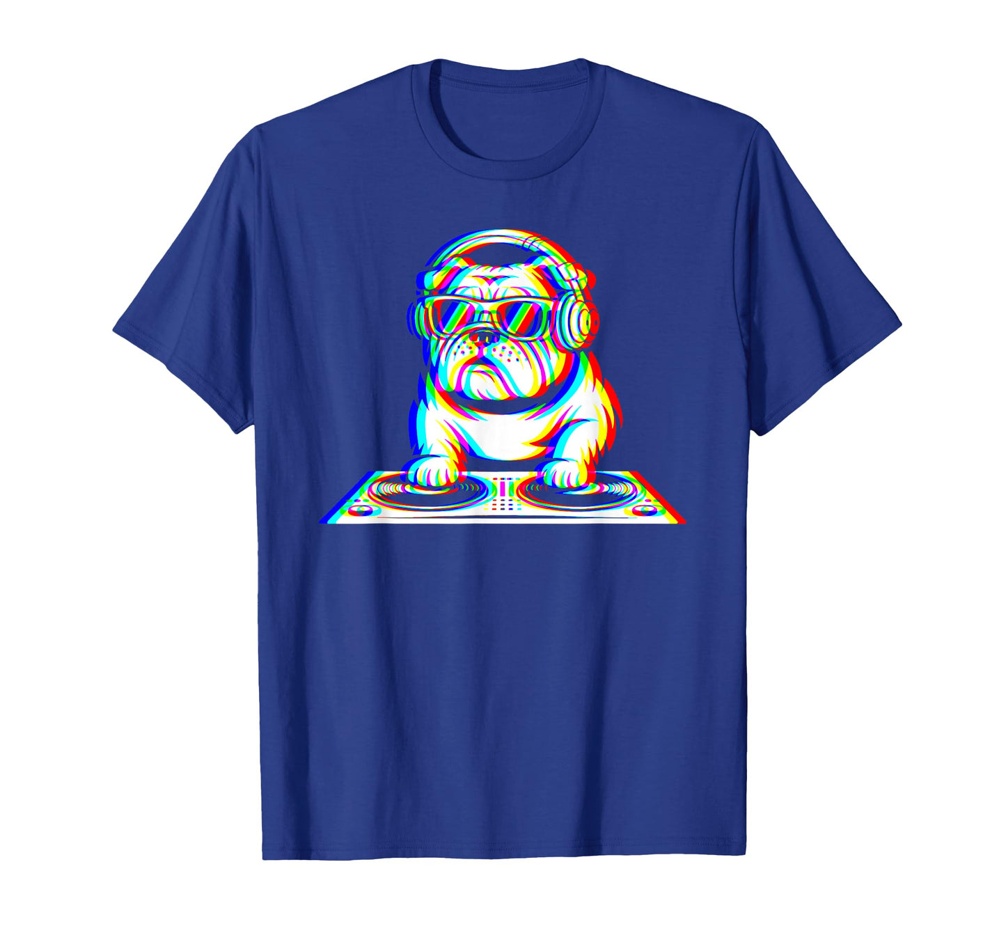 Funny English Bulldog DJ Glitch Rave EDM Music Party T-Shirt