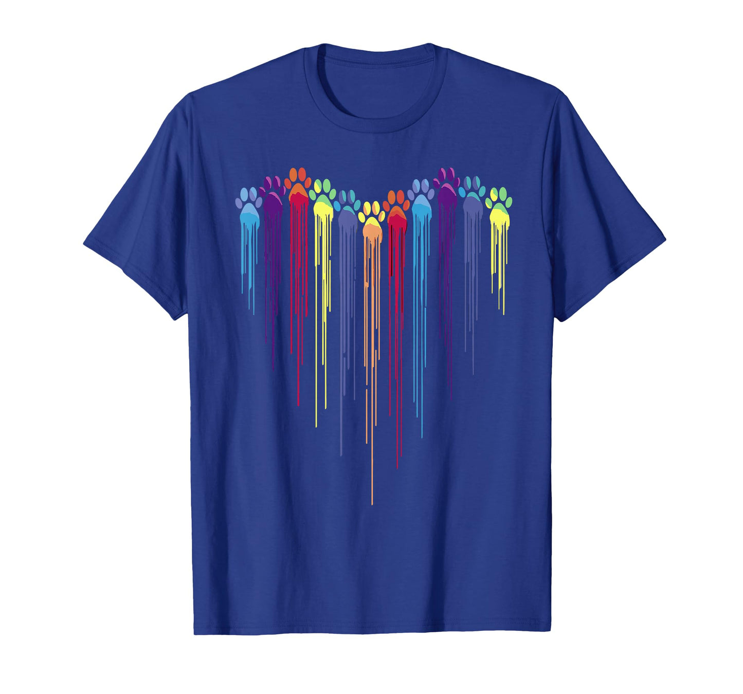 Dog Paws Heart Watercolors Painting Heart Dogs Paw Rainbow T-Shirt