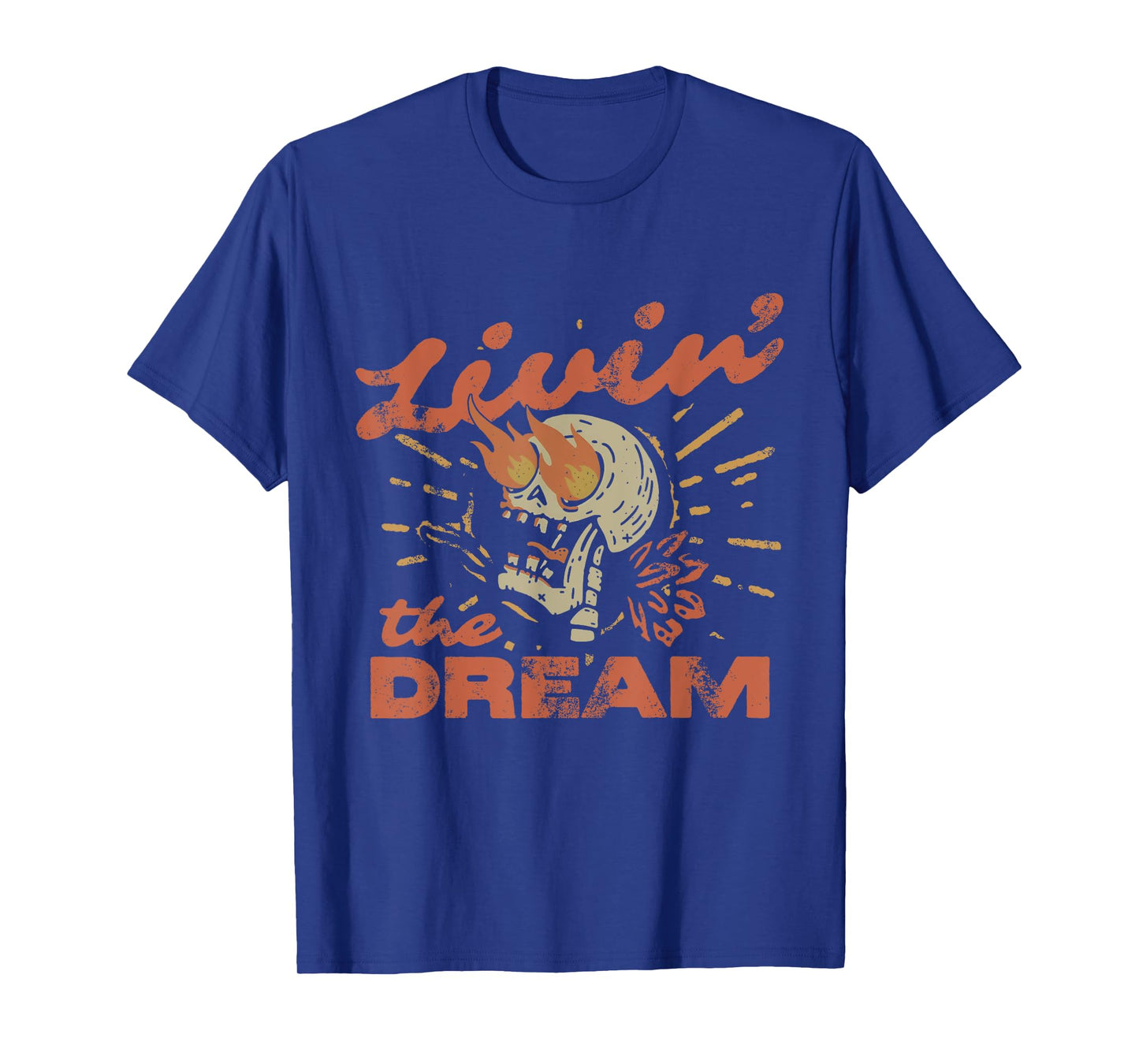 Funny Livin' The Dream, Vintage Distressed Skull T-Shirt
