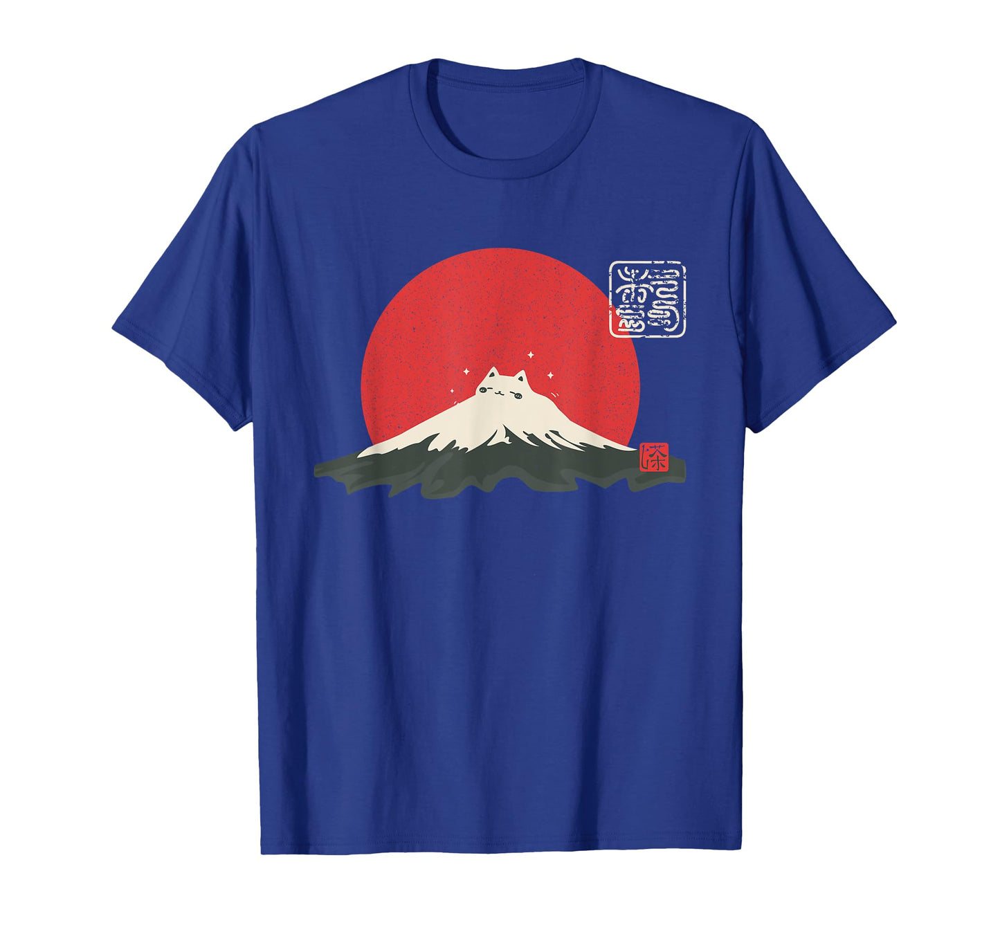 Vintage Japanese Cat Kawaii Anime Mountain Fuji T-Shirt