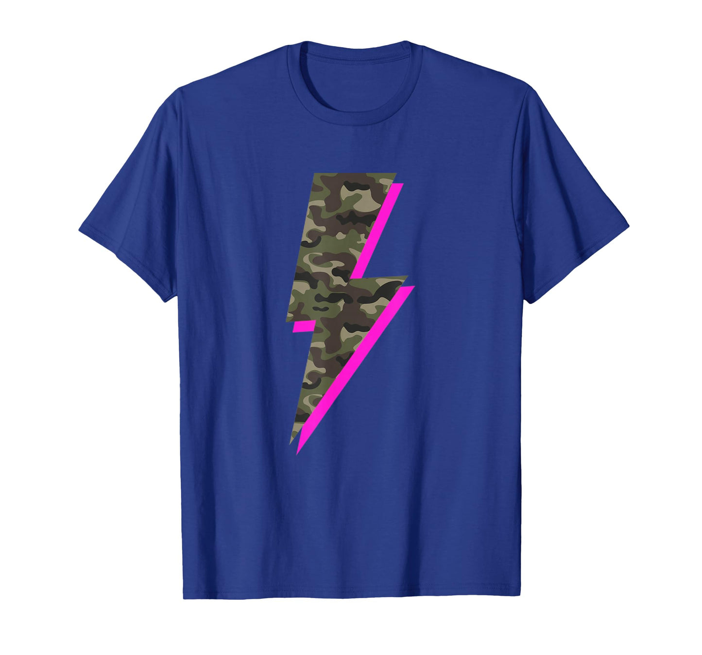 Lightning Bolt Camo Hot Pink Camouflage Graphic Print T-Shirt