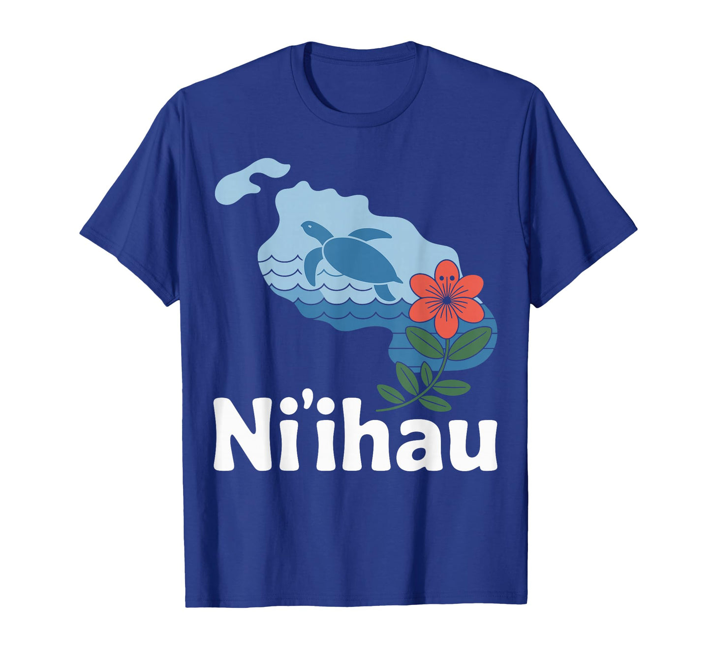 Niihau Hawaii Sea Turtle Island Flower Souvenir T-Shirt
