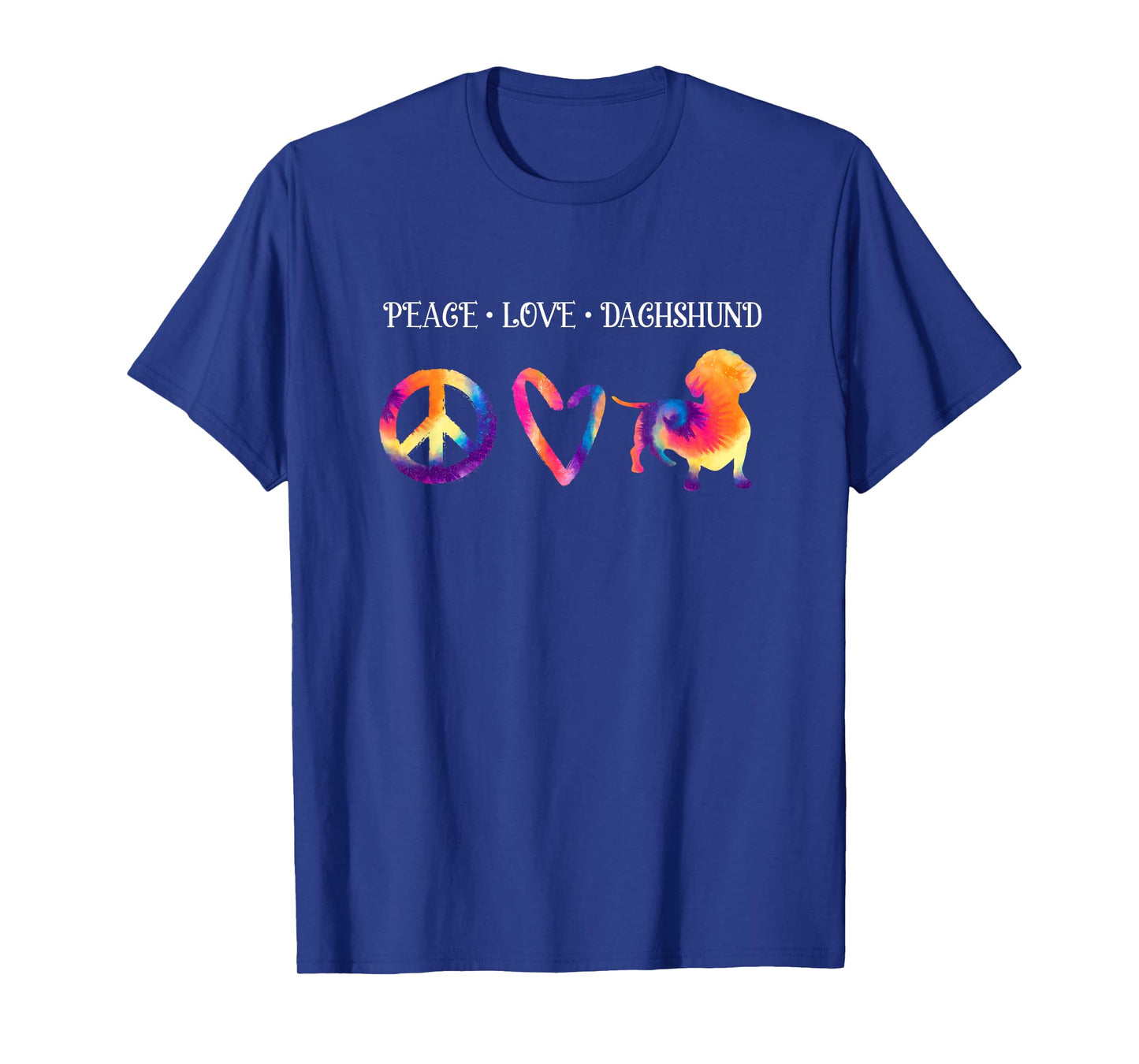 Wienie Dog Hippie Pet Parent Tie Dye Peace Love Dachshund Men Women Kids T-Shirt
