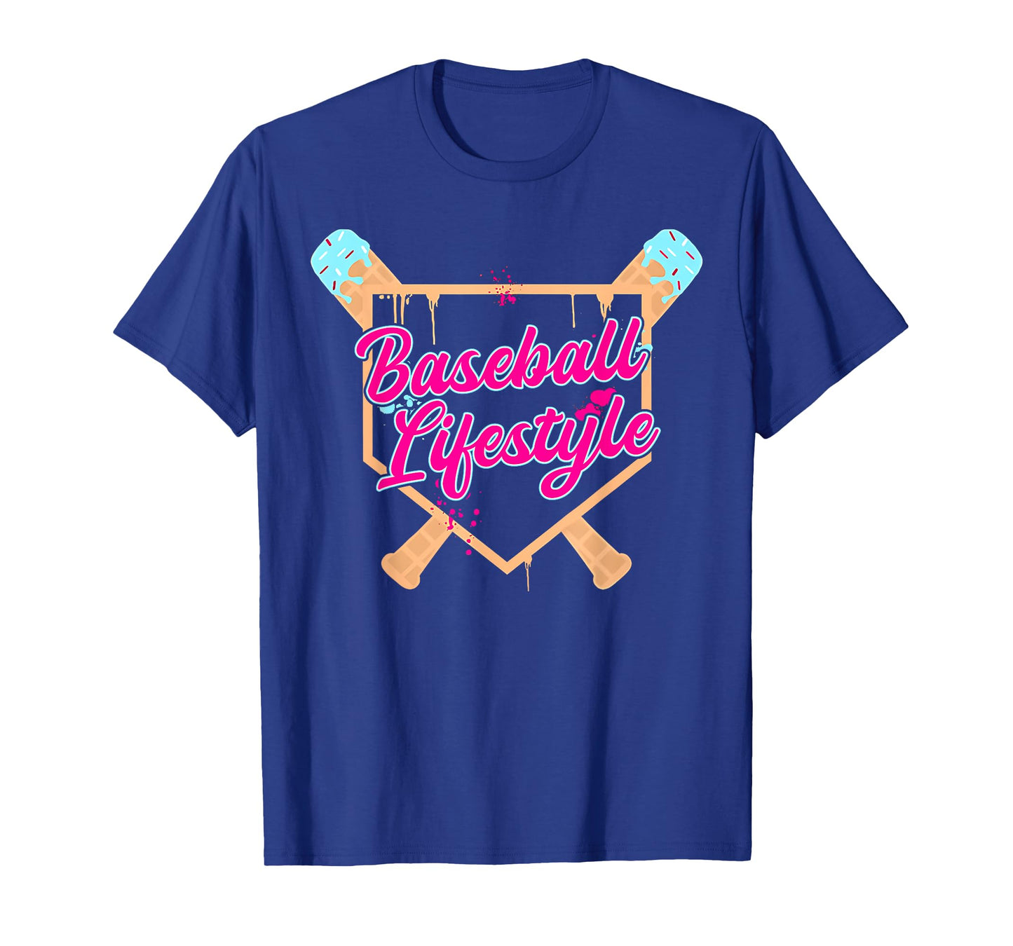 Baseball Lifestyle Home Plate Ice Cream Drip Men Boys Youth T-Shirt