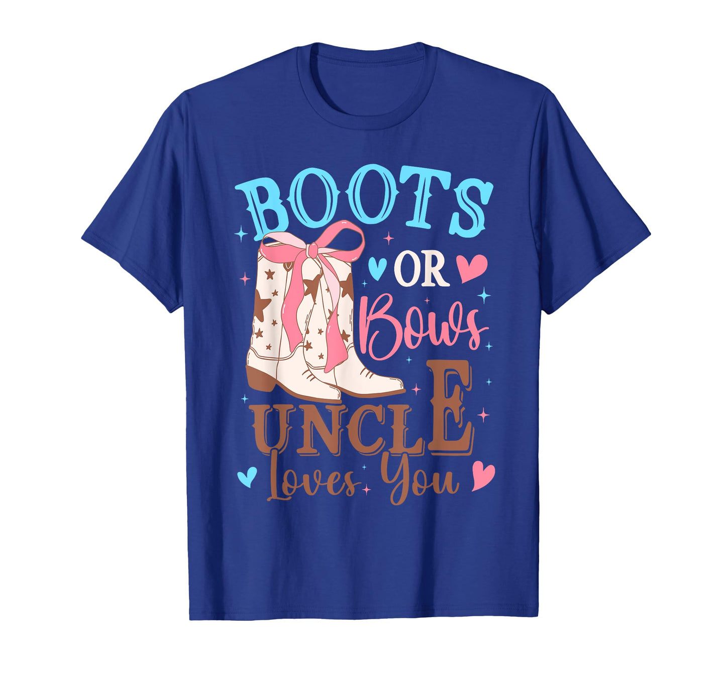 Boots or Bows Gender Reveal Decorations Uncle Loves You T-Shirt