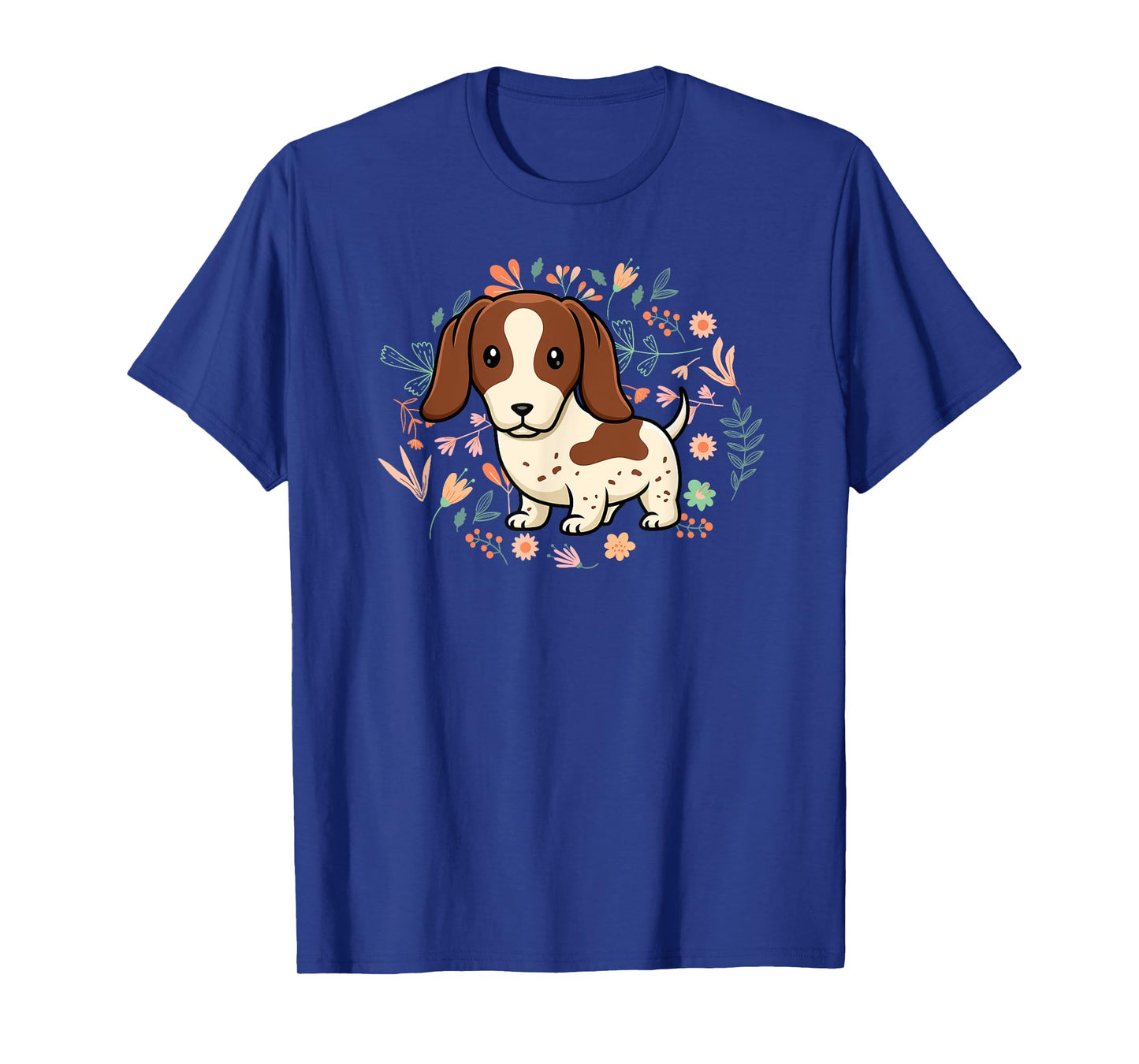 Floral Piebald Dachshund Lover Doxie Mom Dog Mama Lover Men Women Kids T-Shirt