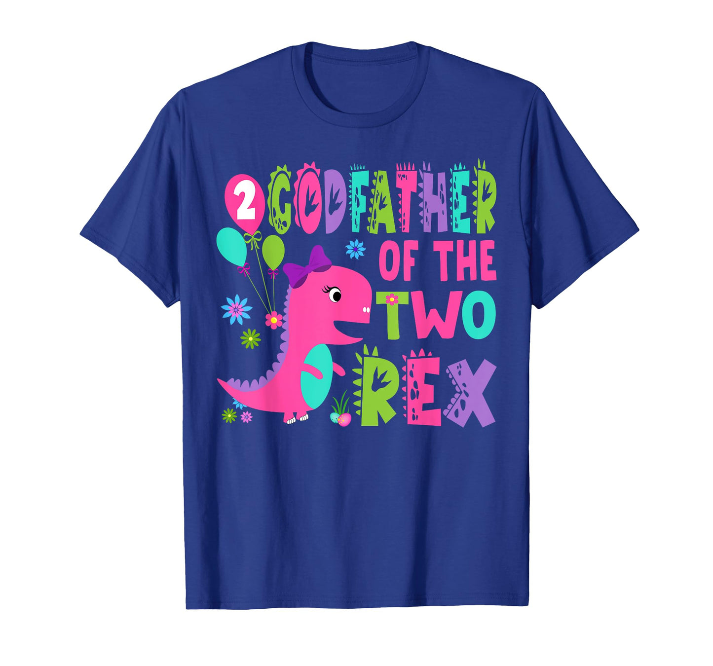 Godfather Of The Two Rex 2Nd Birthday Boy Dinosaur T-Rex T-Shirt