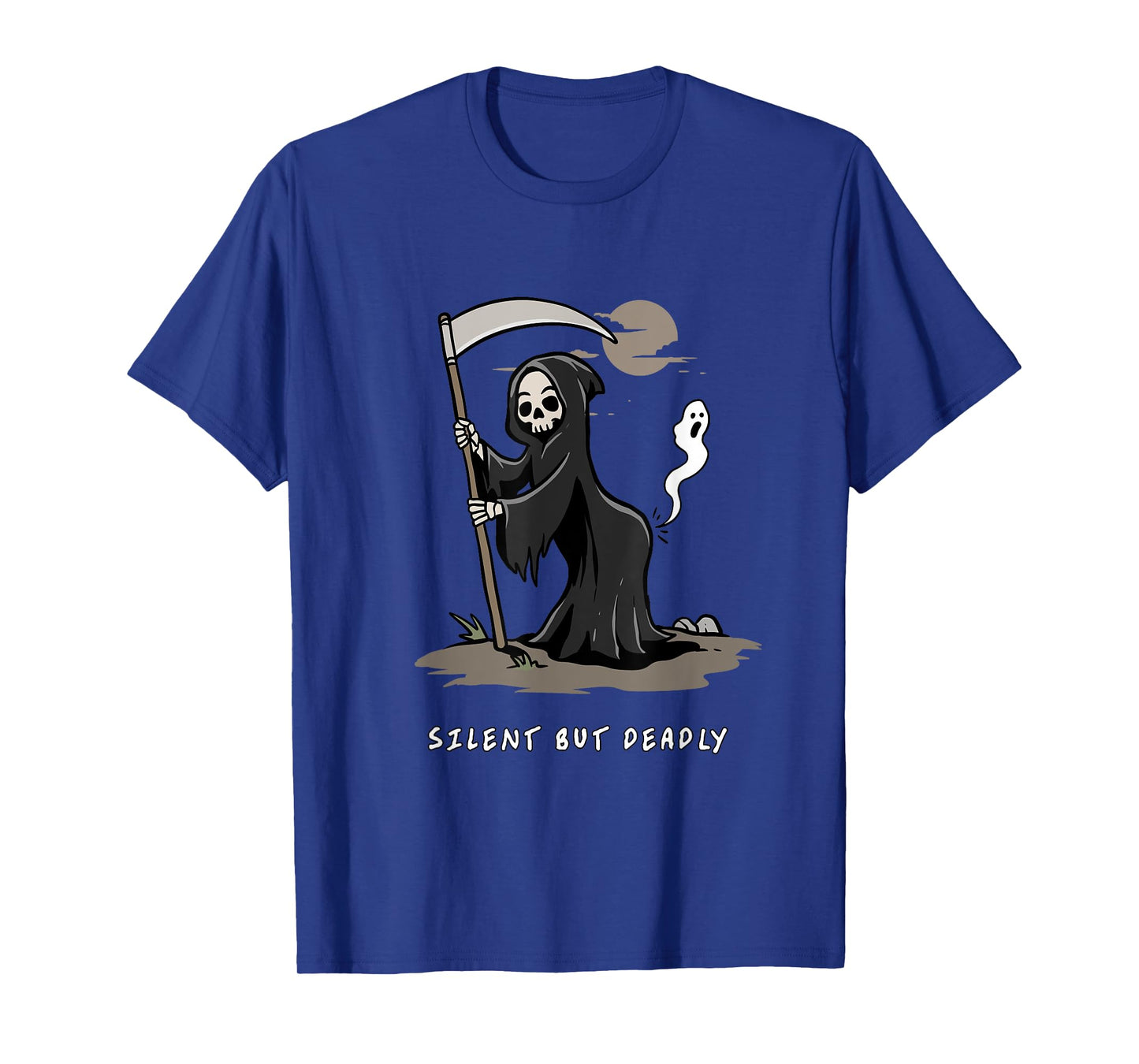 Silent But Deadly Funny Grim Reaper Skeleton Dark Humor Art T-Shirt