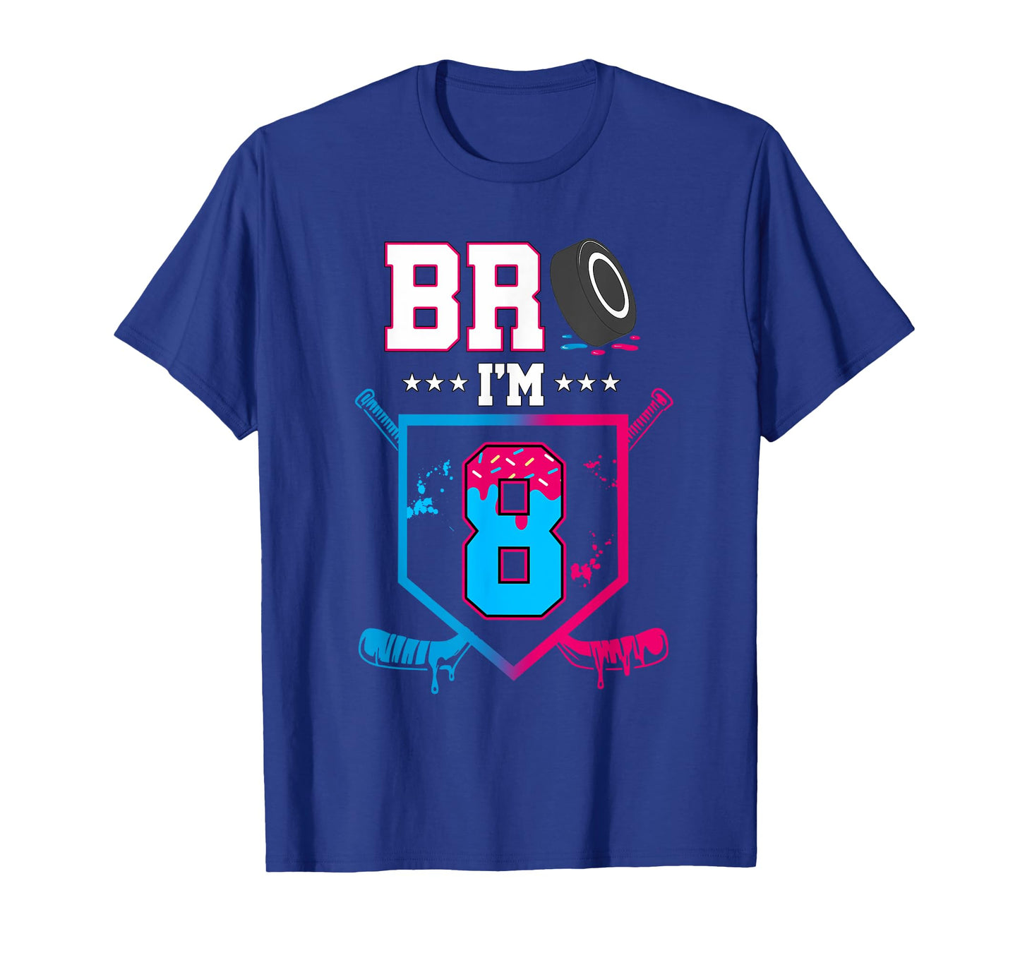 Bro I'm 8 Year Old Hockey Ice Cream Drip 8th Birthday Boy T-Shirt