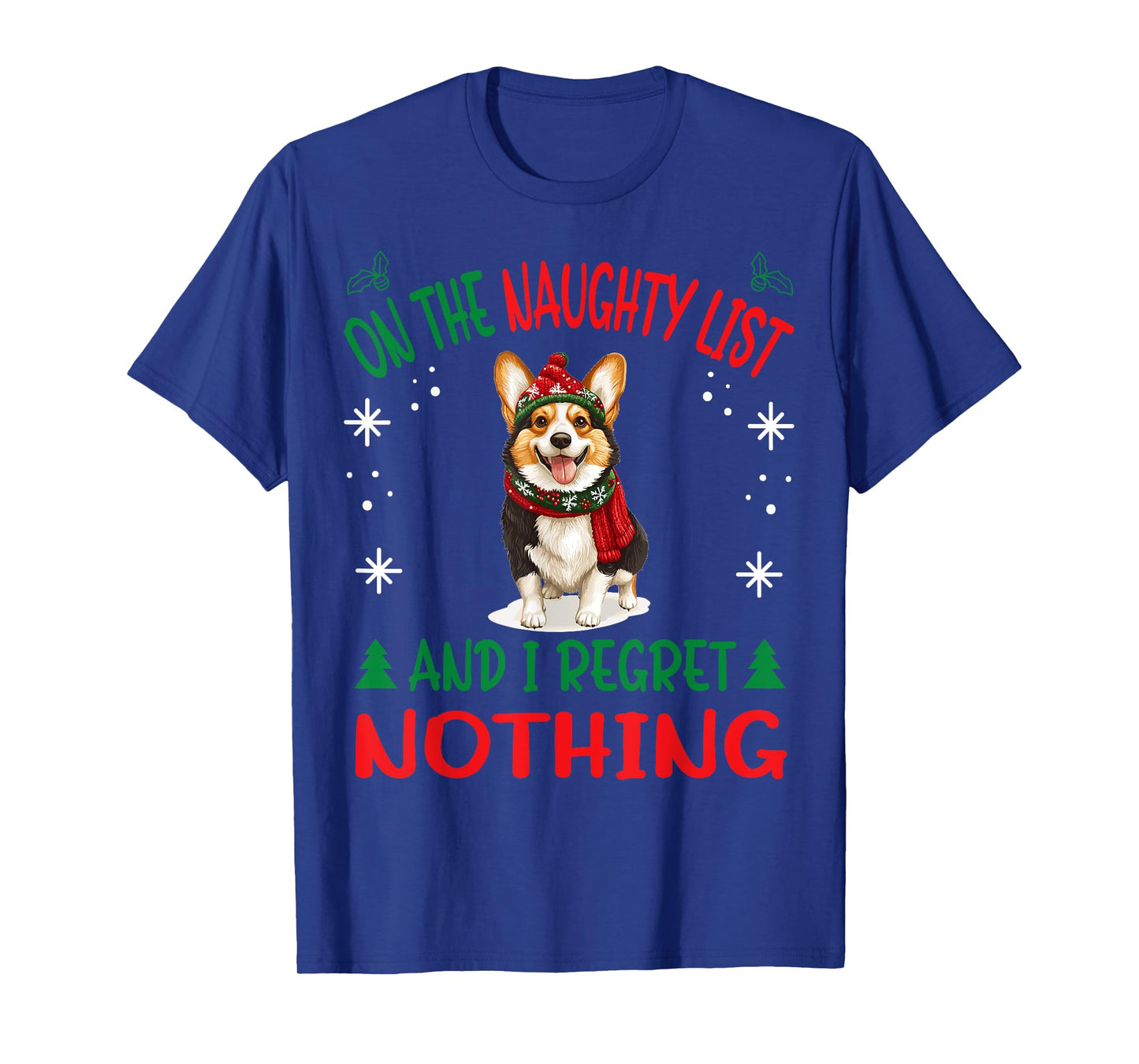 Cute Cardigan Welsh Corgi Dog Christmas On The Naughty List T-Shirt for Men Women