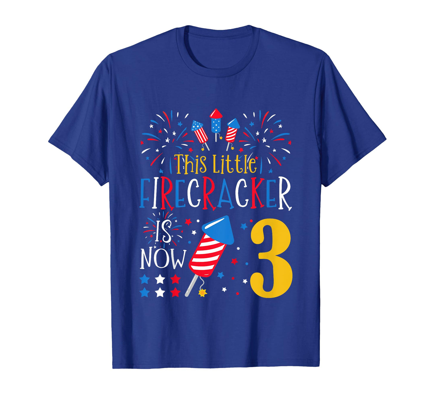 This Little Firecracker Is Now 3 4th of July 3rd Birthday T-Shirt