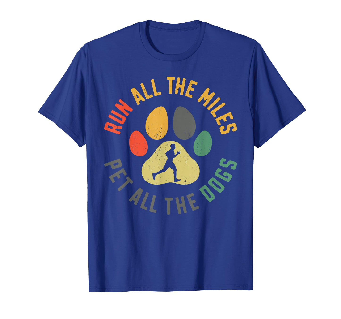Running Runner Half Marathon Dog Vintage Run All The Miles T-Shirt