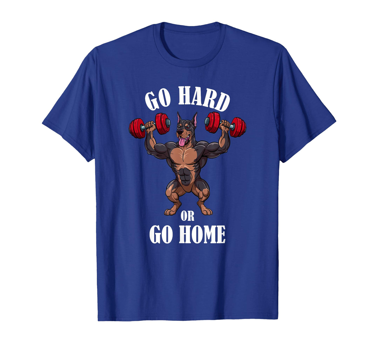 Doberman Pinscher Workout Dumbbells Weightlifting Funny Gym T-Shirt