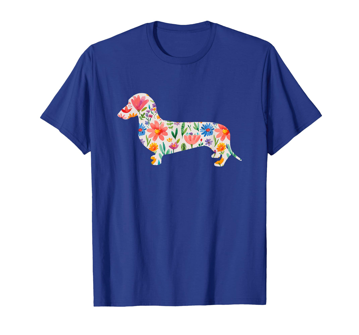 Smooth Dachshund watercolor flowers design T-Shirt