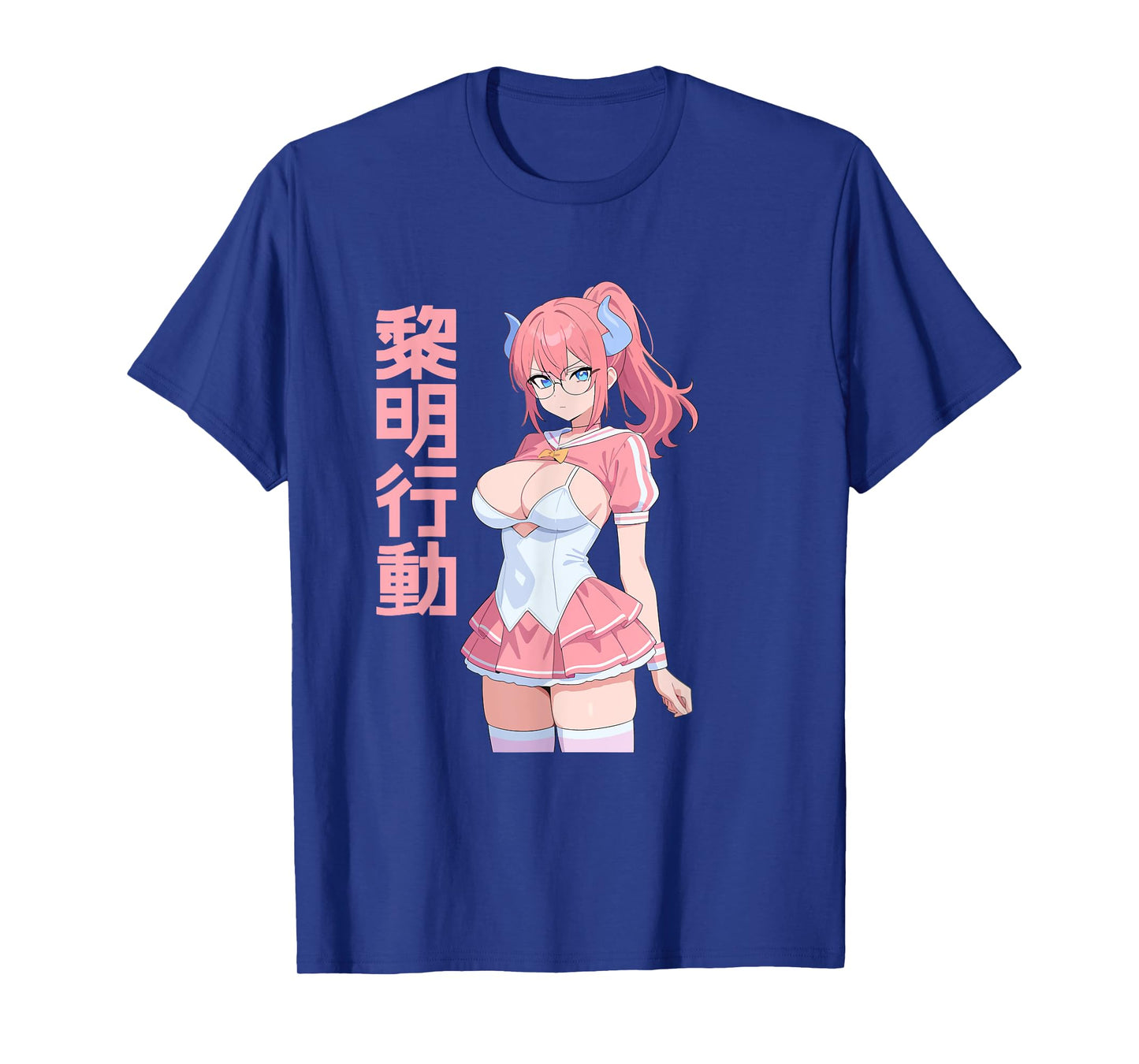 Waifu Sexy Anime Girl Horns Mini Skirt Japanese Retro Art T-Shirt