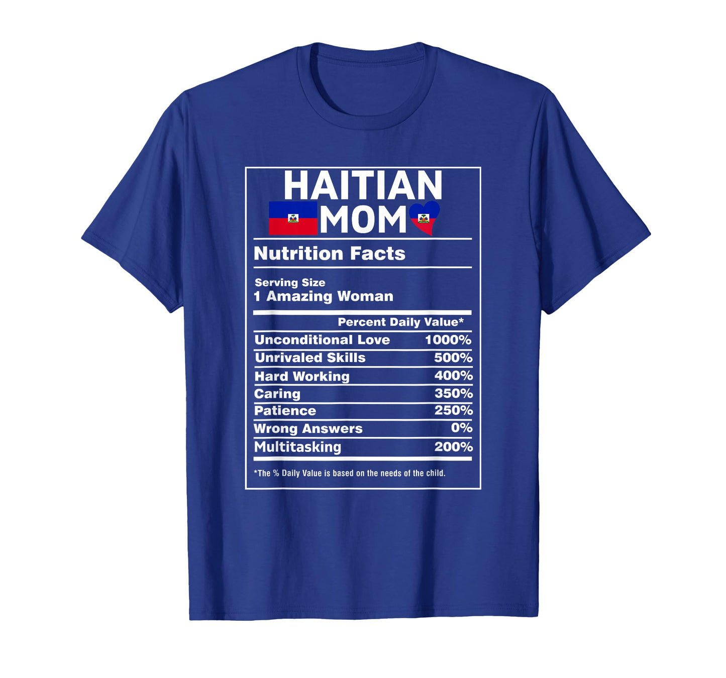 Haitian Mom Nutrition Facts Women Haiti Flag Pride Ayiti Mom T-Shirt