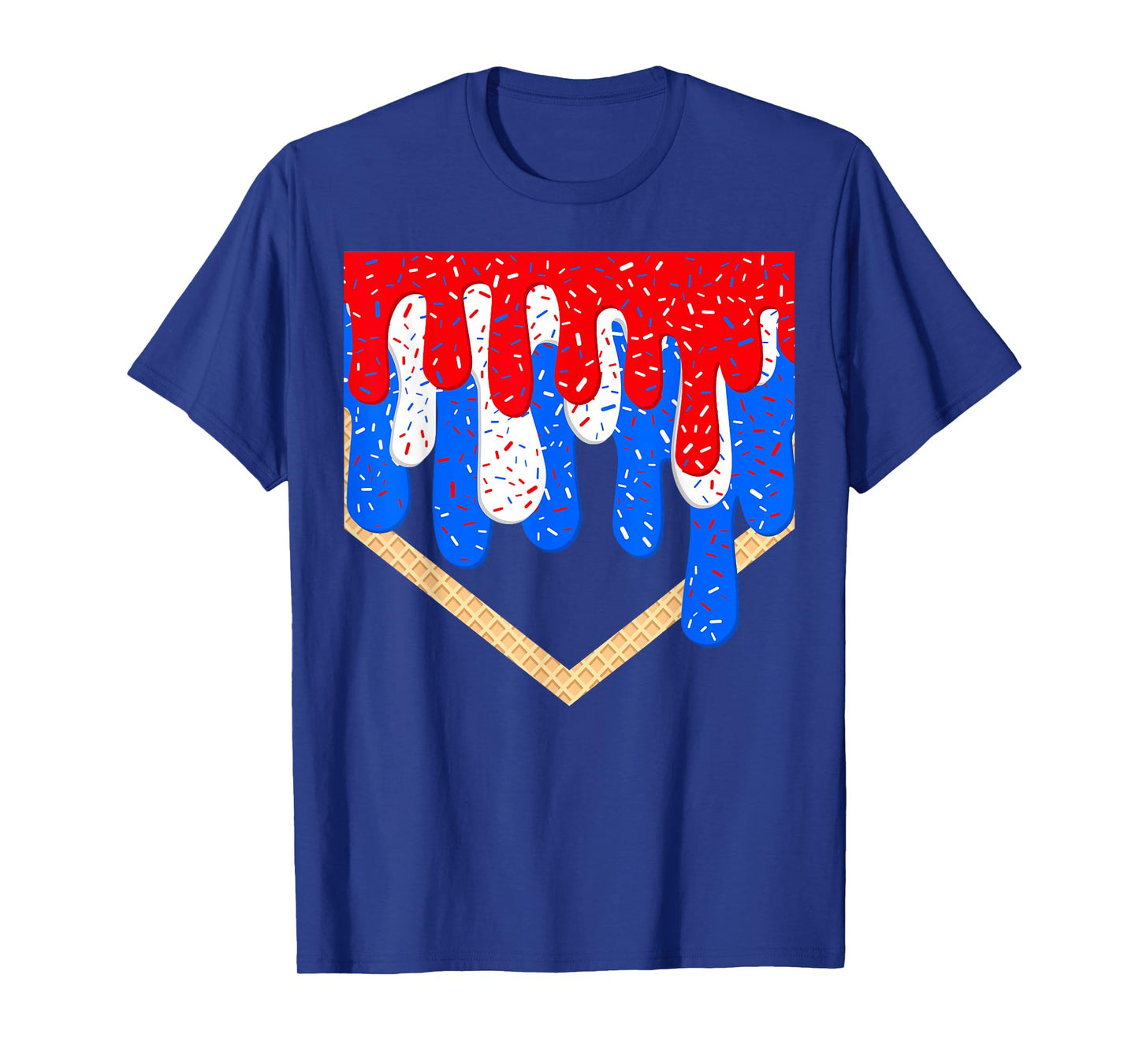 Baseball Ice Cream Drip 4th Of July Red Blue & White Drip T-Shirt