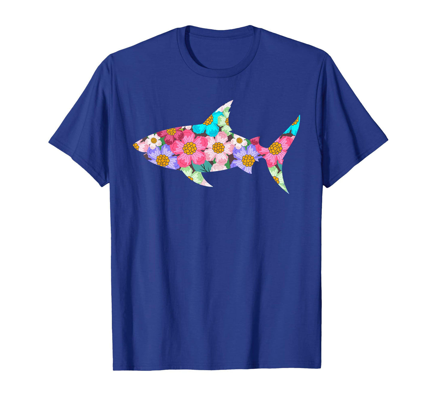Floral Shark Silhouette Womens Girls Graphic T-Shirt
