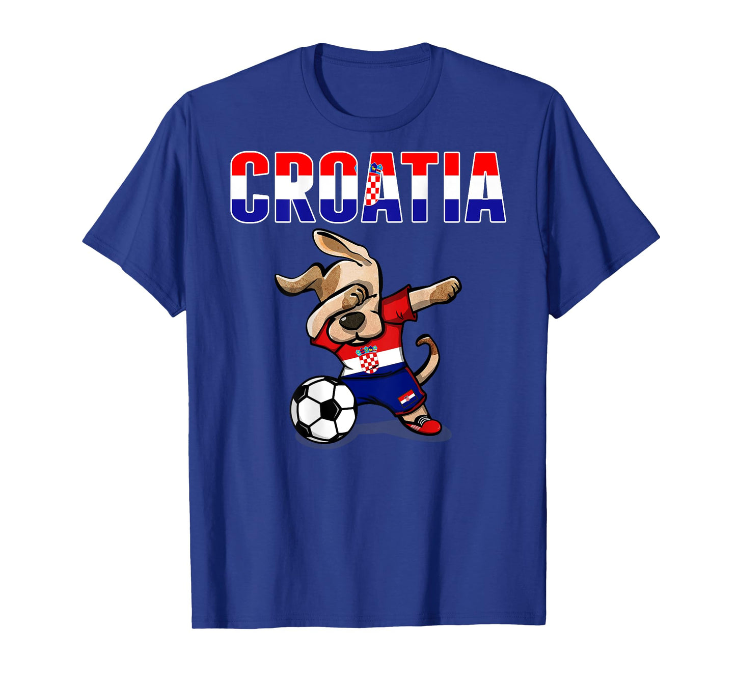 Dabbing Dog Croatia Soccer Fan Jersey Croatian Flag Football T-Shirt for Men Women Kids