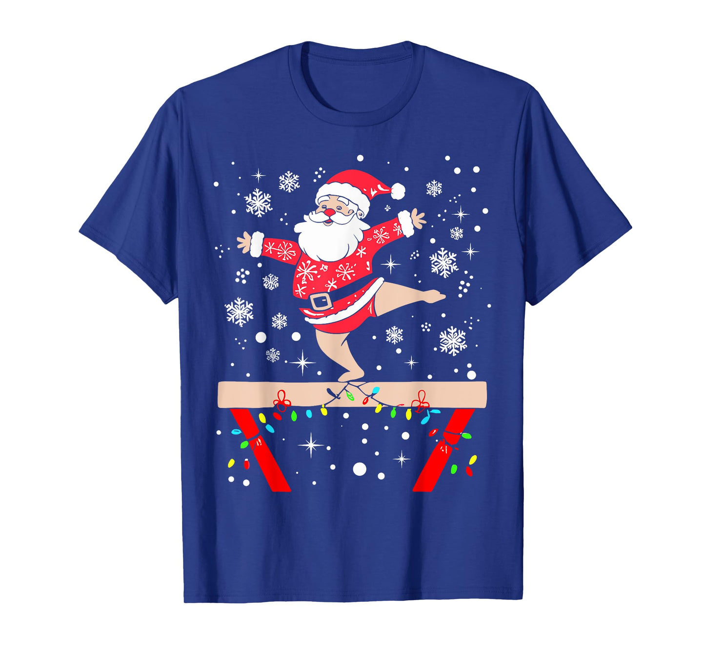 Funny Gymnast Xmas Lights Santa Gymnastics Christmas T-Shirt