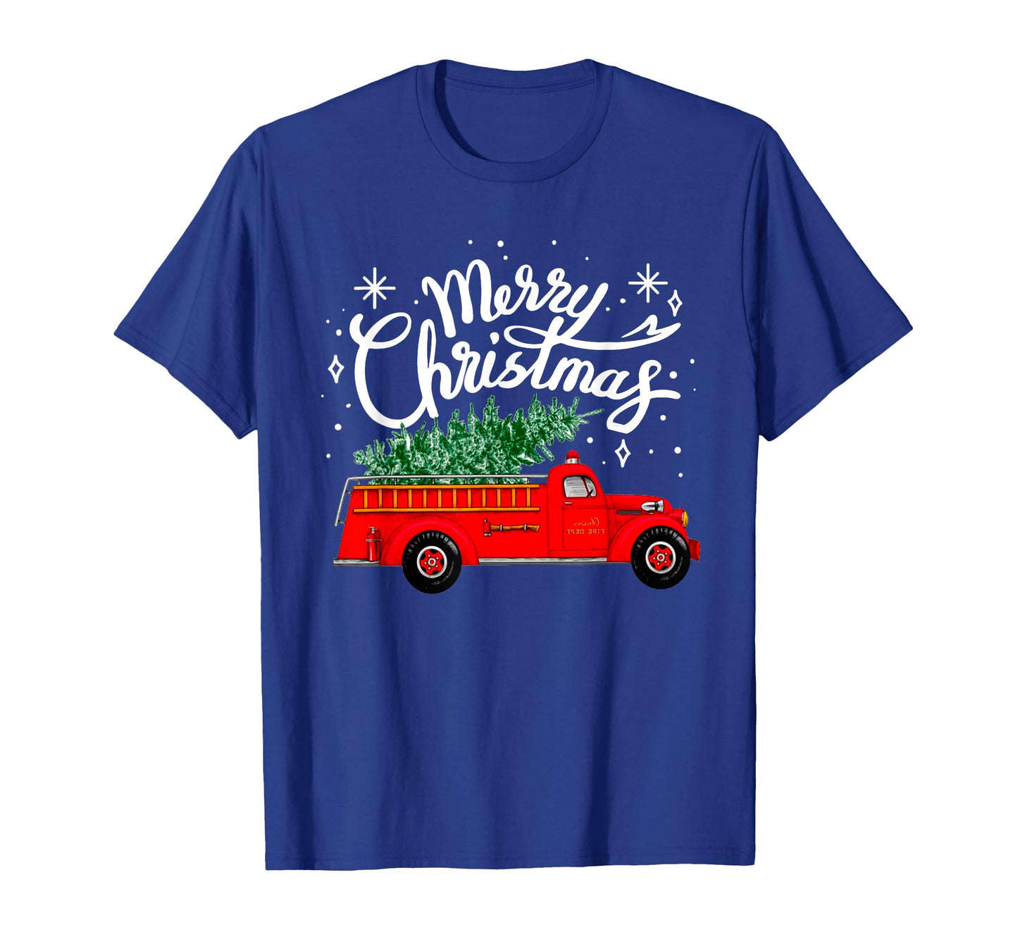Funny Merry Christmas Fire Truck Xmas Tree Firefighter 2024 T-Shirt
