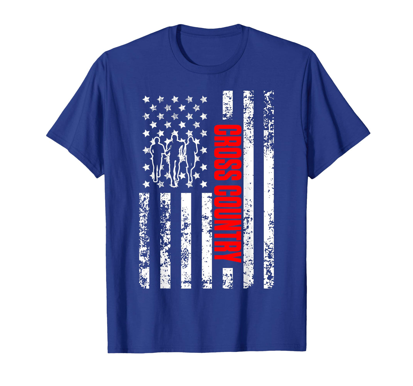 US American Flag Sports Patriotic Cross Country Running Women Girls Kids Men T-Shirt