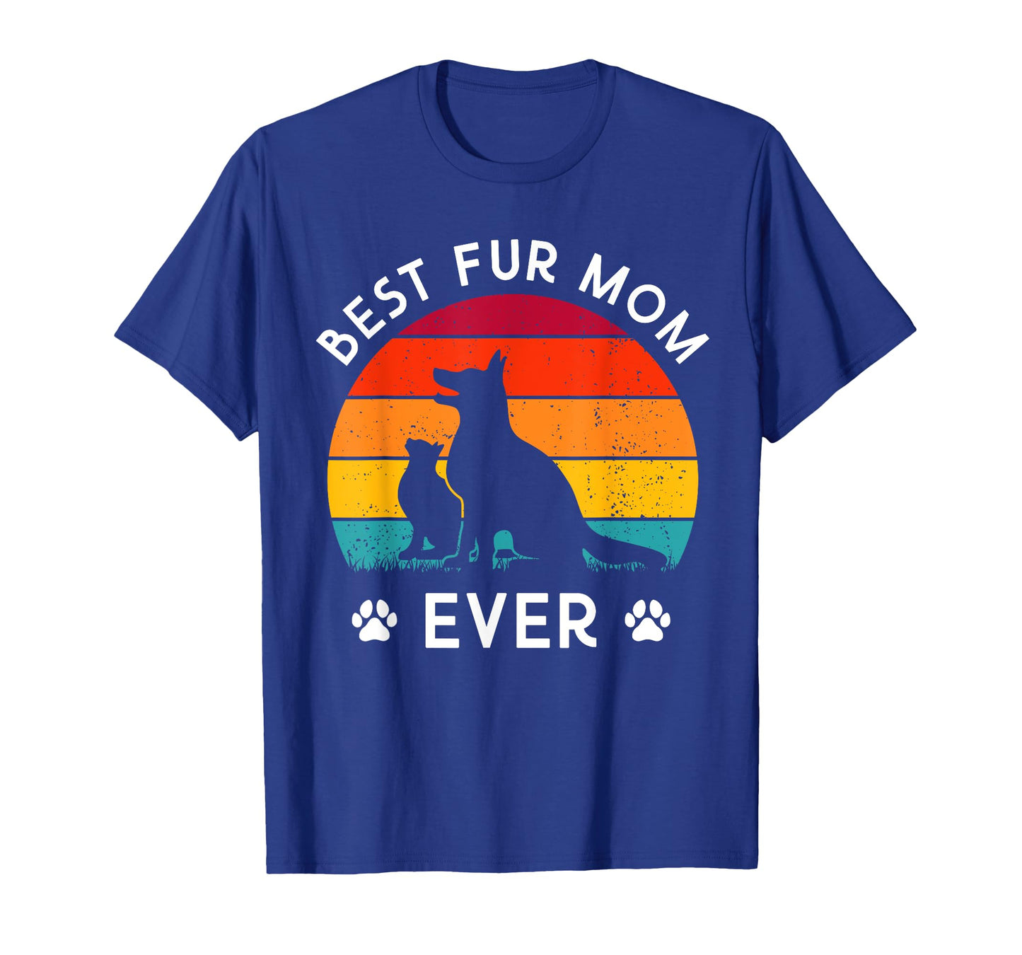 Funny Best Fur MOM Ever Vintage Retro Dog and Cat Owner Love T-Shirt for Men Women Kids