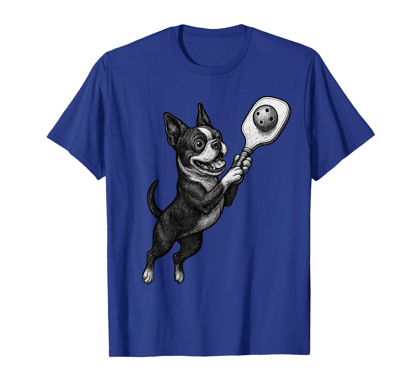 Boston Terrier Playing Pickleball Sports Dog Lover T-Shirt for Men Women Kids