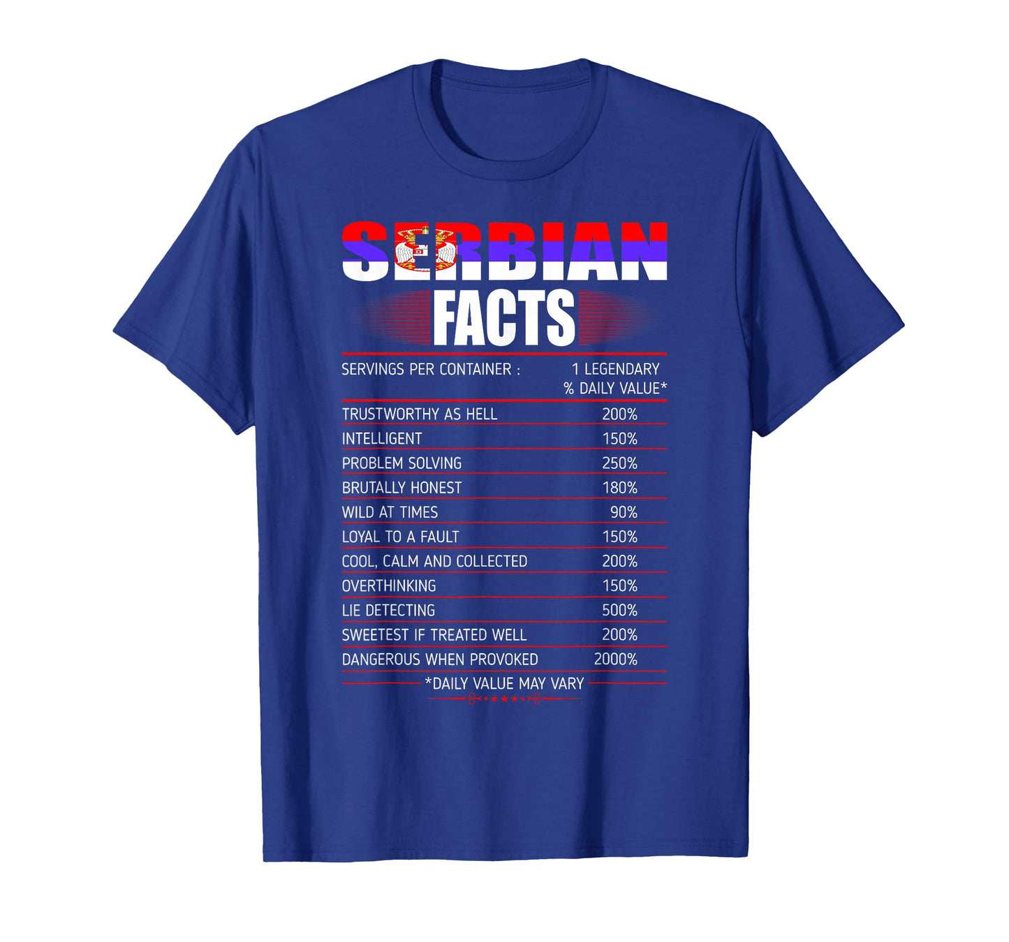 Serbian Facts Servings Per Container Country Gift T-Shirt