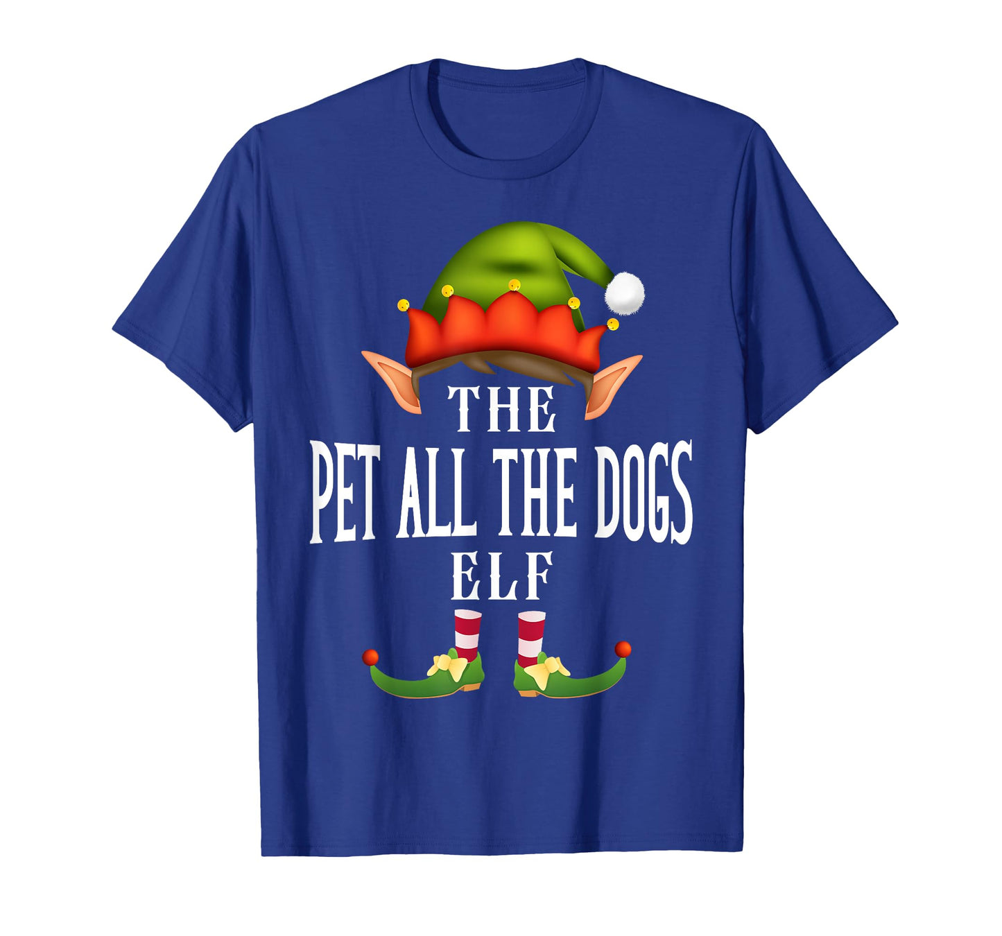 Pet all the dogs Elf Group Funny Christmas Pajama Party T-Shirt