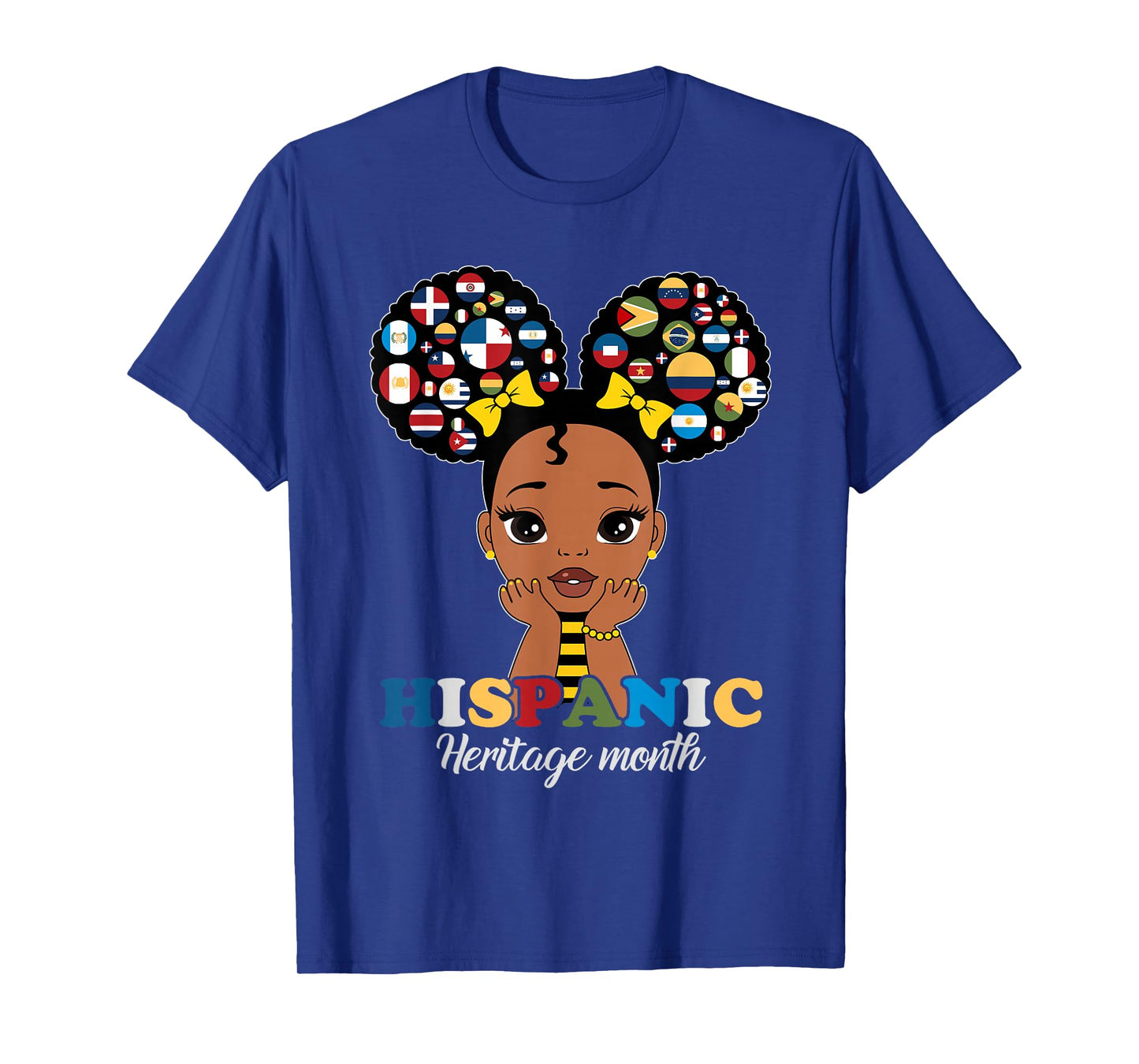 Girls Hispanic Heritage Month Latino Countries Flags Kids T-Shirt