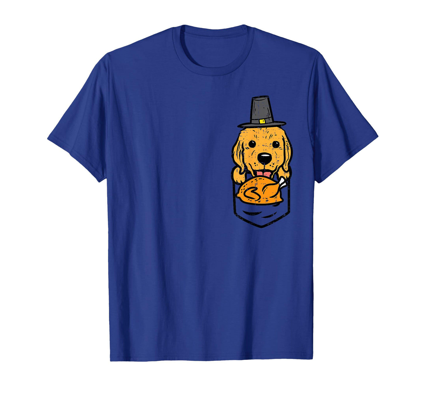 Pocket Pilgrim Golden Retriever Turkey Cute Thanksgiving Dog T-Shirt