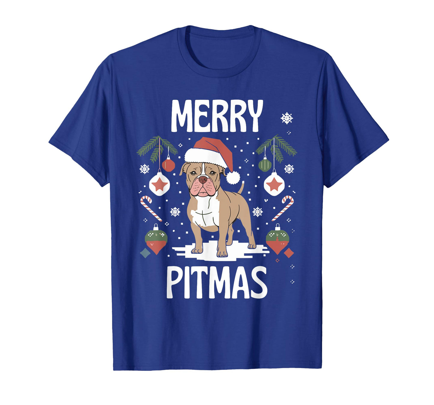Merry Pitmas Funny Matching Christmas Pajamas Pitbull Dog T-Shirt