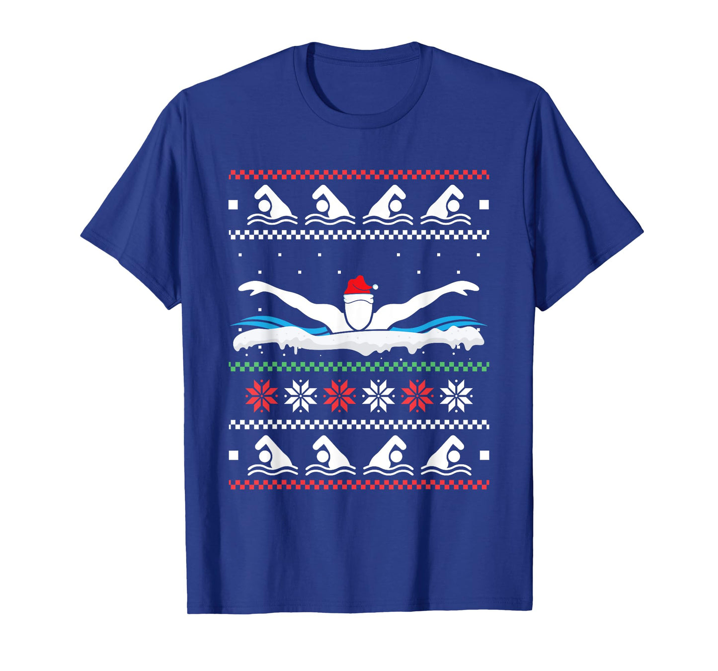 Swimming Santa Hat Ugly Christmas Swimmer Swimming Lover T-Shirt