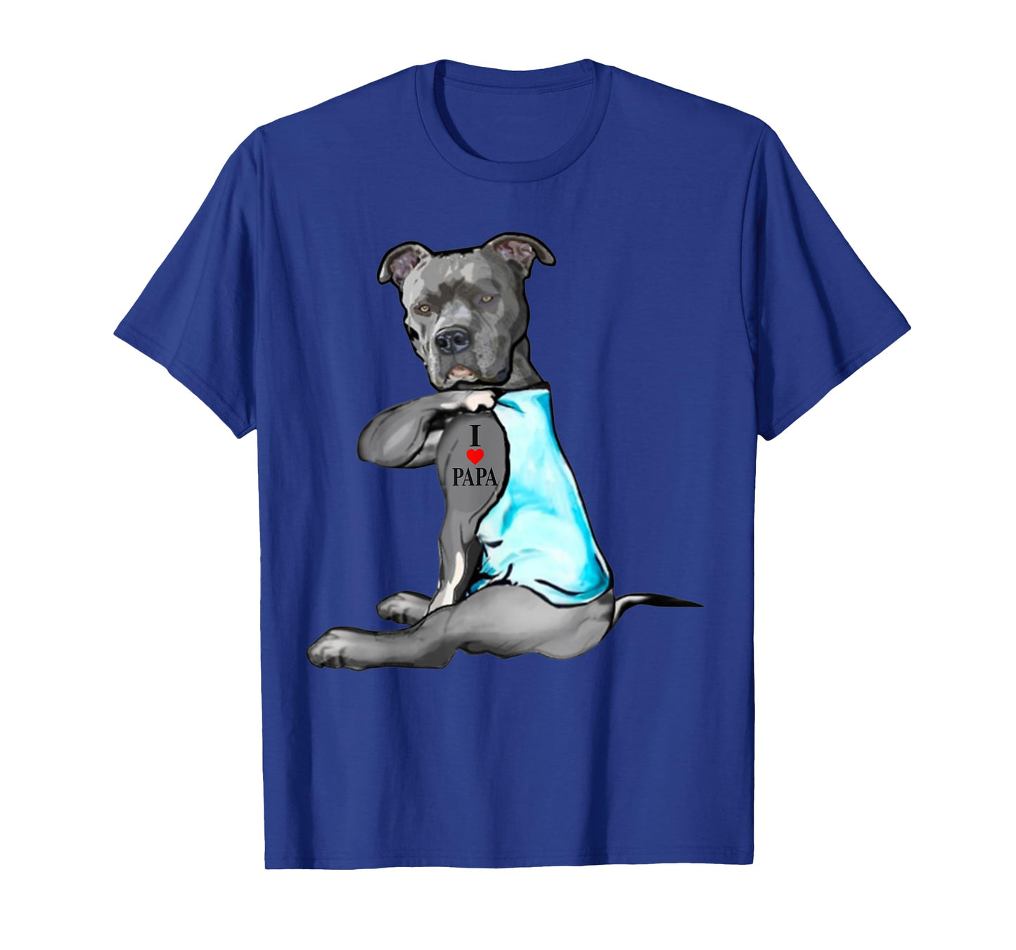 Pitbull Dog I Love Papa Tattoo Father's Day Dogs Lovers Men Women T-Shirt