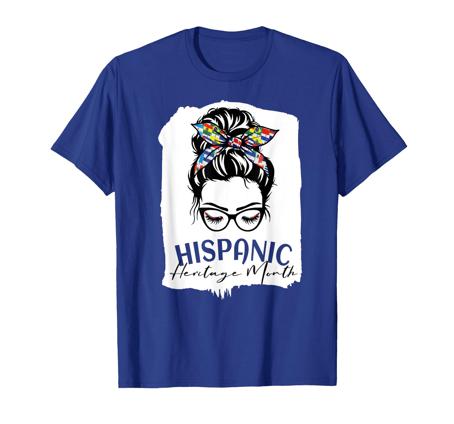 Red National Hispanic Heritage Month Latina Women Messy Bun T-Shirt