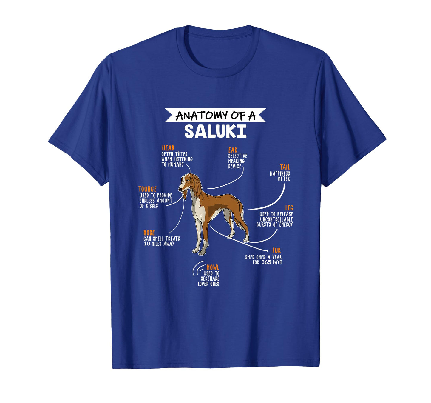 Anatomy Of A Saluki Dog Funny Dog Lover Gift T-Shirt