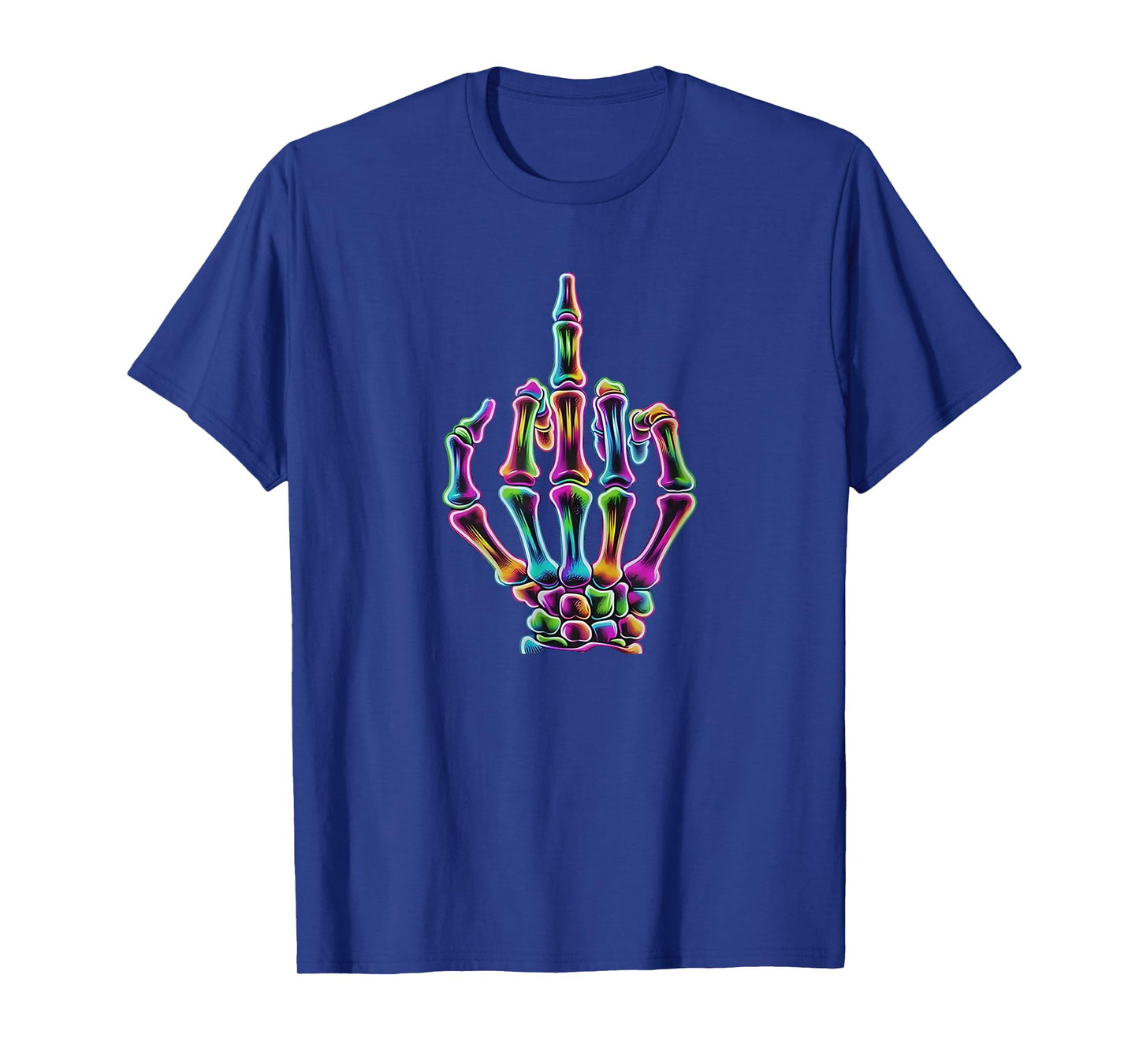 Funny Middle Finger Tie Dye Skeleton Tee Skull Adult Sarcasm T-Shirt