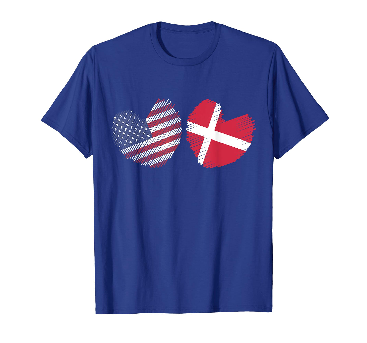 Denmark USA Heart American Flag Danish Flag Love Heart T-Shirt