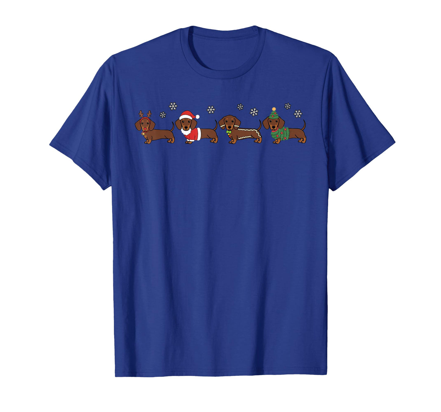 Funny Dog Dachshund Merry Christmas Xmas Snowflake Holiday T-Shirt