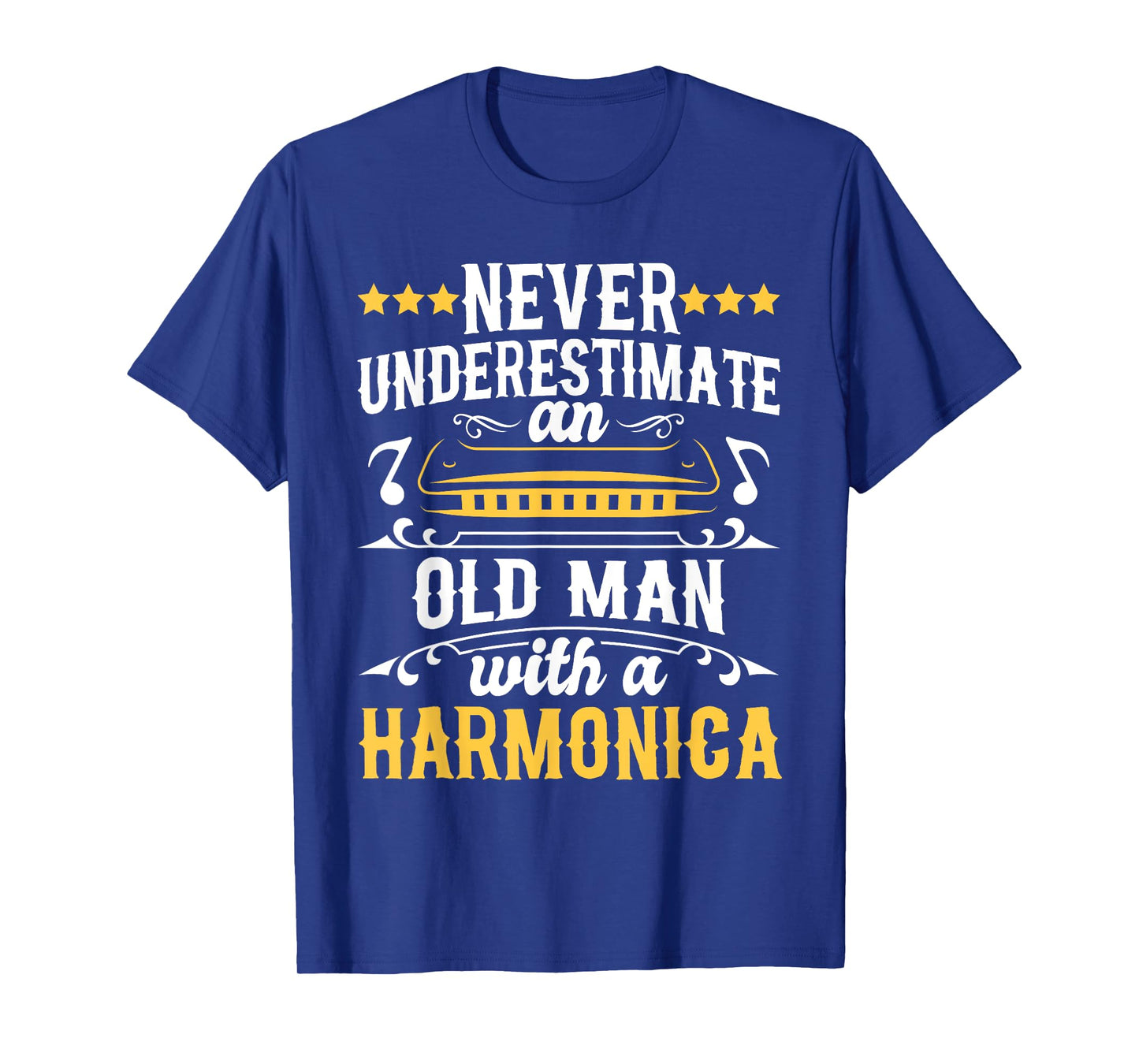 Never Underestimate An Old Man With A Harmonica Harmonicist T-Shirt