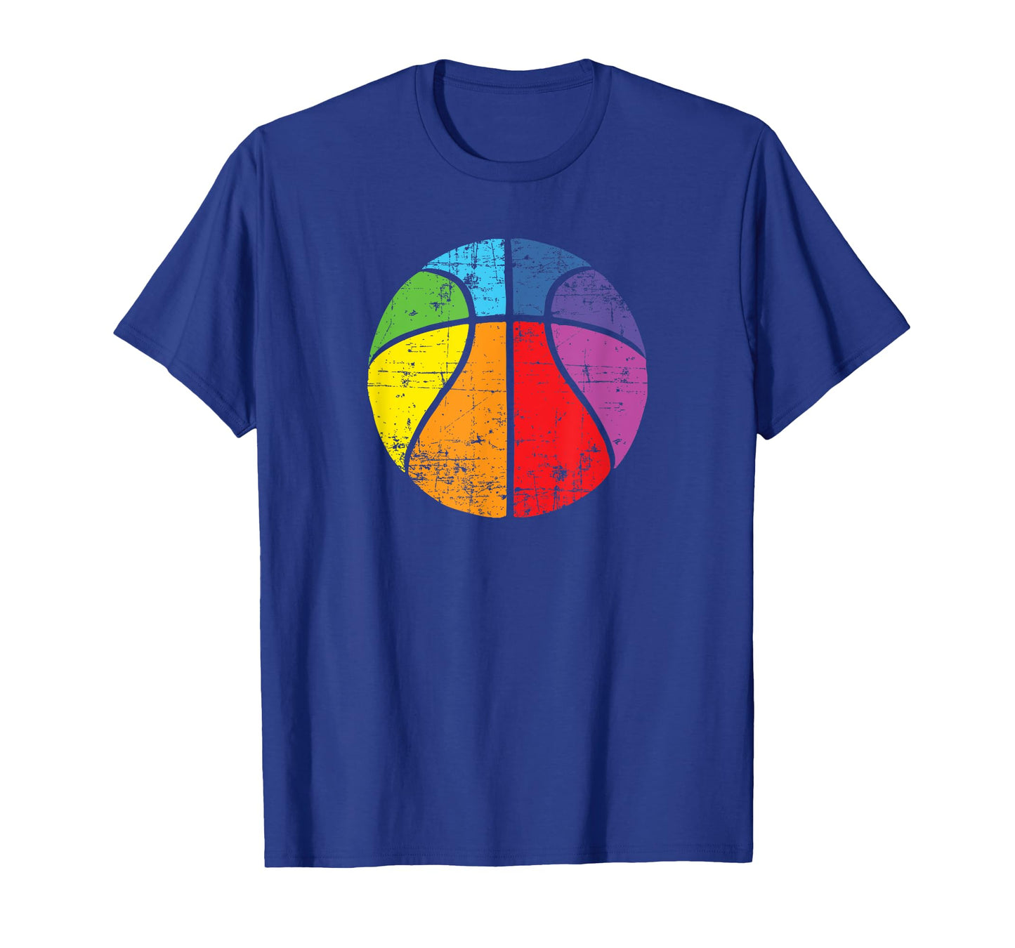 Rainbow Basketball Vintage Distressed Logo T-Shirt