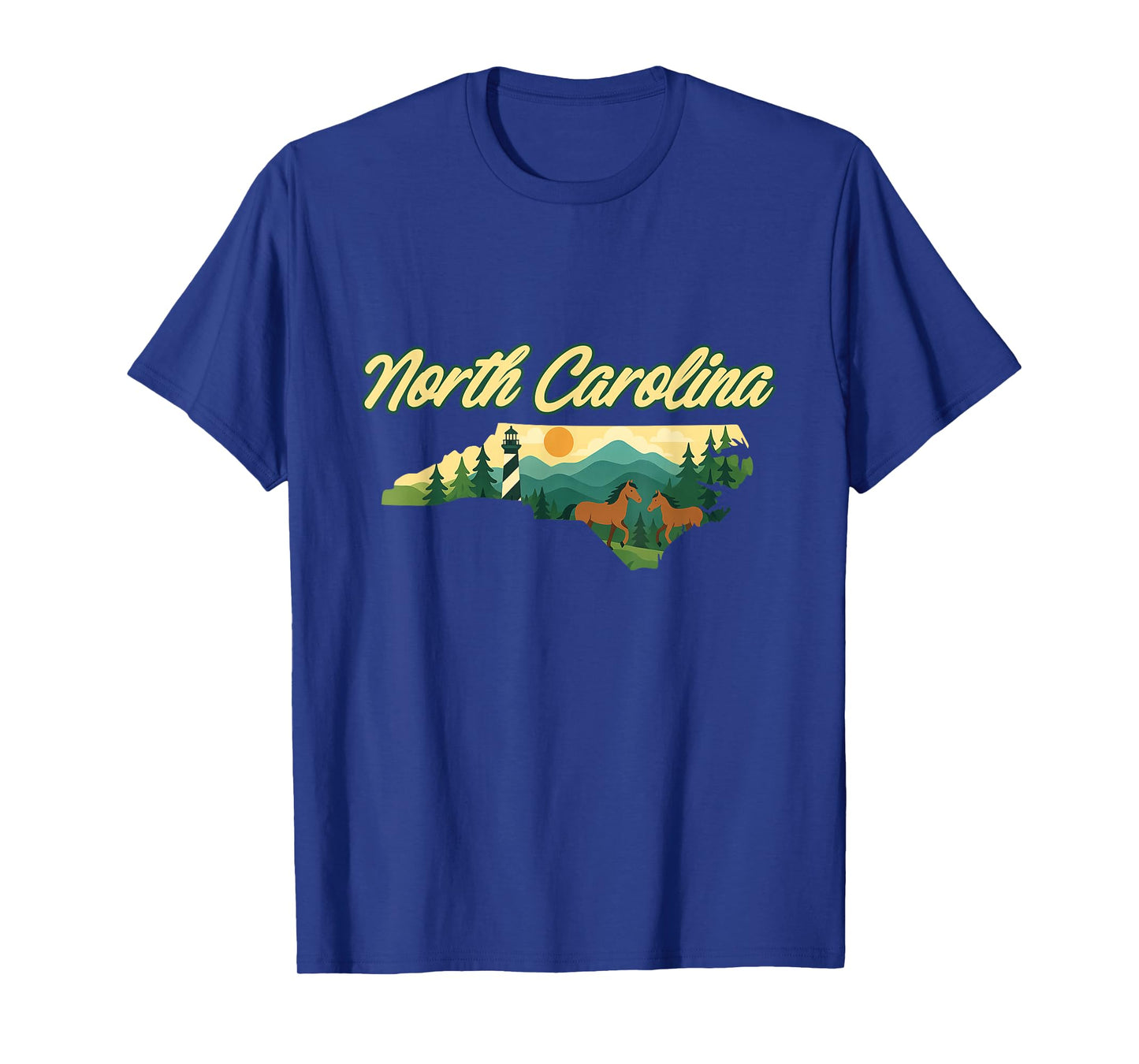 North Carolina State Map with Outdoor Nature Landscape NC T-Shirt