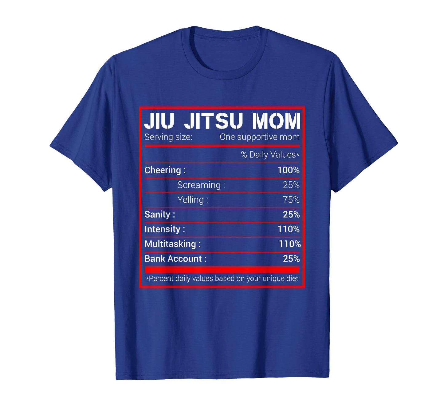 Brazilian Jiu Jitsu Mom Nutritional Facts BJJ MMA T-Shirt