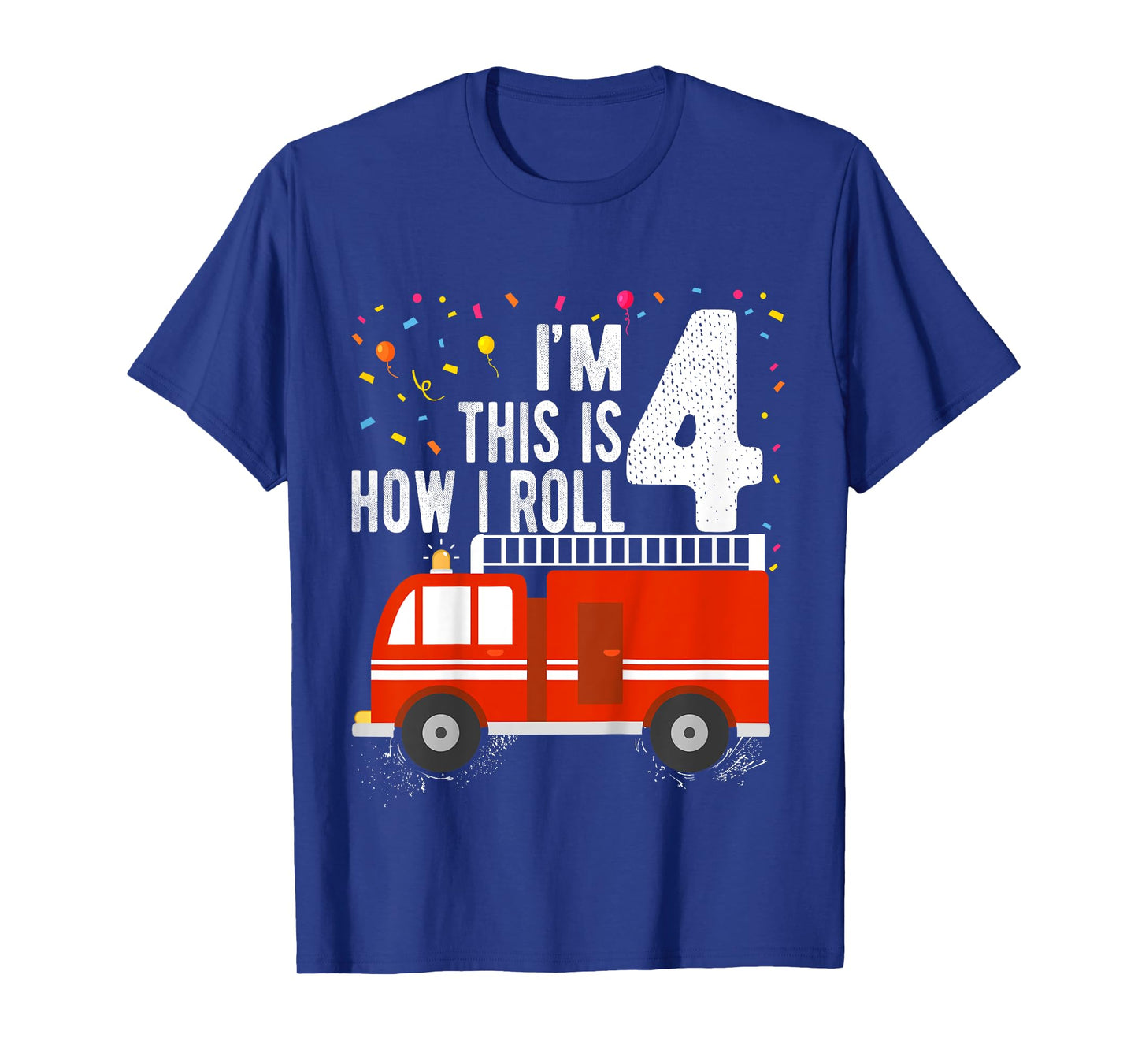 Kids Fire Truck 4th Birthday Boy 4 Year Old Firefighter T-Shirt