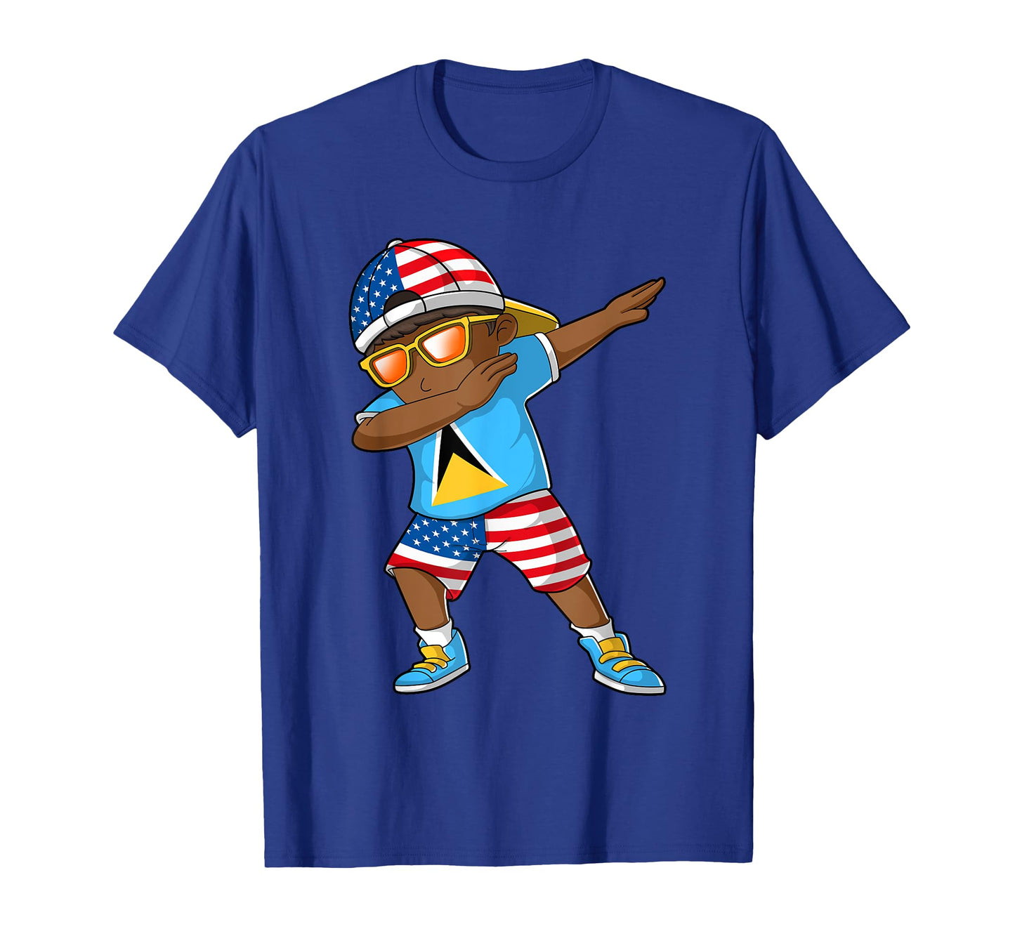 Half American Half Saint Lucian Boy Kid Saint Lucia Flag T-Shirt