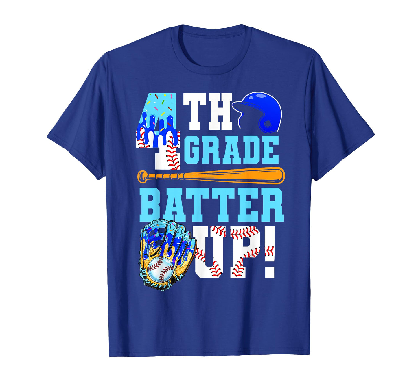 4th Grade Back To School Baseball Drip Ice Cream Batter Up T-Shirt